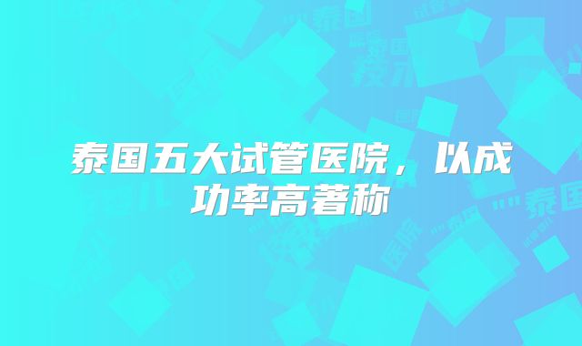 泰国五大试管医院,以成功率高著称