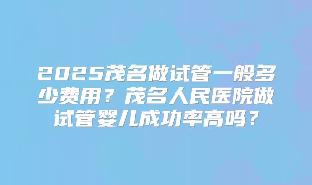 2025茂名做试管一般多少费用?茂名人民医院做试管婴儿成功率高吗?