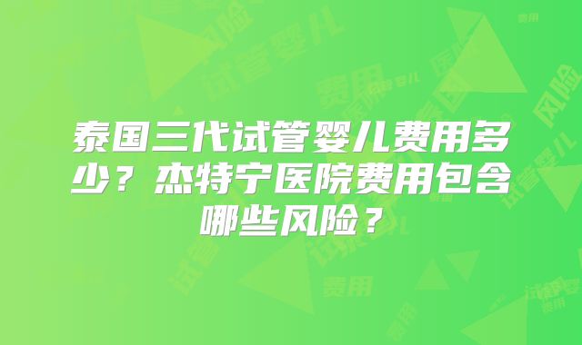 泰国三代试管婴儿费用多少？杰特宁医院费用包含哪些风险？