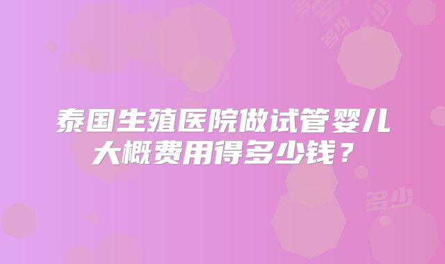 泰国生殖医院做试管婴儿大概费用得多少钱?