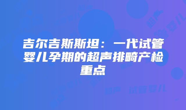 吉尔吉斯斯坦：一代试管婴儿孕期的超声排畸产检重点