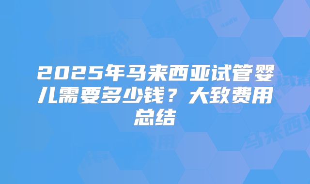 2025年马来西亚试管婴儿需要多少钱?大致费用总结