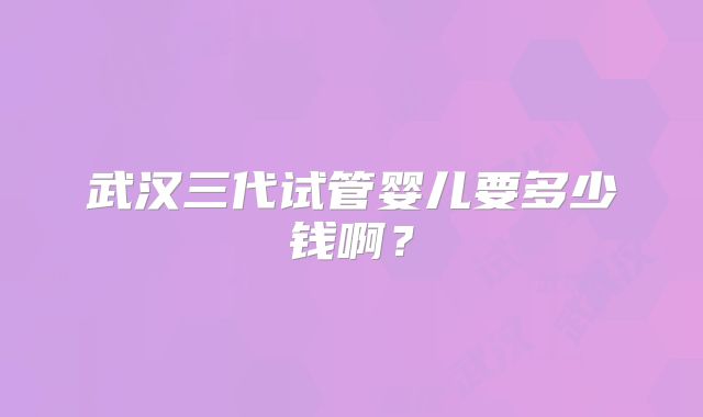 武汉三代试管婴儿要多少钱啊?