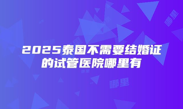2025泰国不需要结婚证的试管医院哪里有