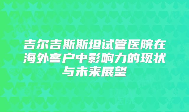 吉尔吉斯斯坦试管医院在海外客户中影响力的现状与未来展望