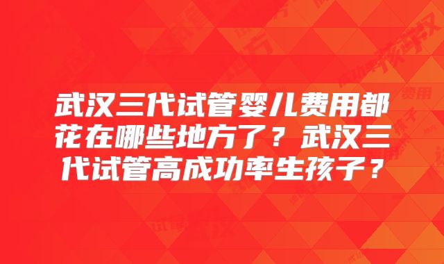 武汉三代试管婴儿费用都花在哪些地方了?武汉三代试管高成功率生孩子?
