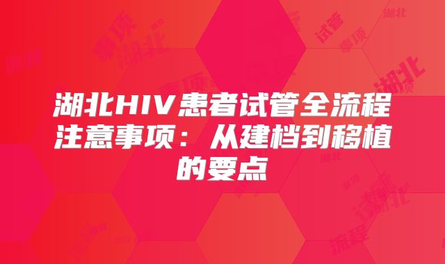 湖北HIV患者试管全流程注意事项:从建档到移植的要点
