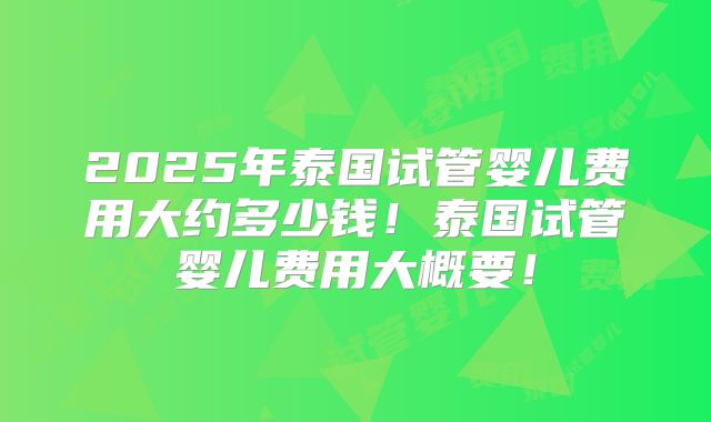 2025年泰国试管婴儿费用大约多少钱!泰国试管婴儿费用大概要!