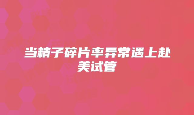 当精子碎片率异常遇上赴美试管