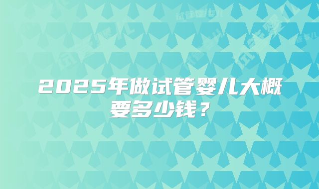 2025年做试管婴儿大概要多少钱?