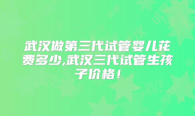 武汉做第三代试管婴儿花费多少,武汉三代试管生孩子价格！