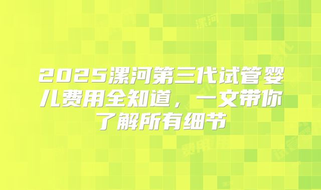 2025漯河第三代试管婴儿费用全知道，一文带你了解所有细节