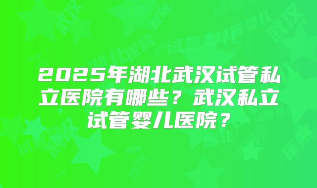 2025年湖北武汉试管私立医院有哪些？武汉私立试管婴儿医院？