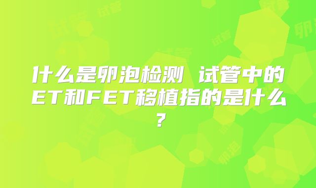什么是卵泡检测 试管中的ET和FET移植指的是什么？