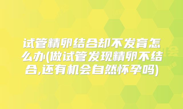 试管精卵结合却不发育怎么办(做试管发现精卵不结合,还有机会自然怀孕吗)