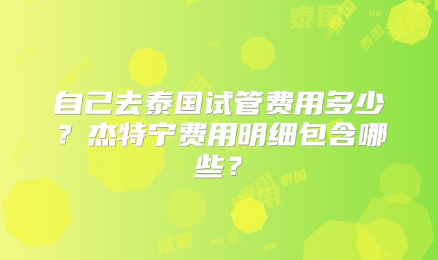 自己去泰国试管费用多少?杰特宁费用明细包含哪些?