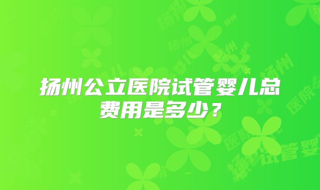 扬州公立医院试管婴儿总费用是多少?