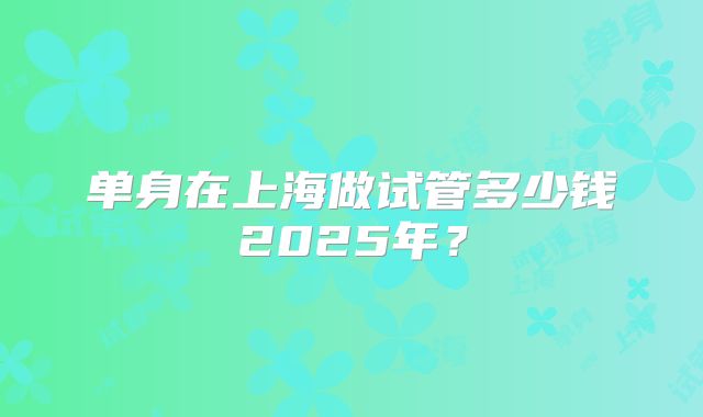 单身在上海做试管多少钱2025年?
