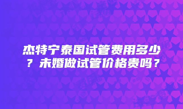 杰特宁泰国试管费用多少?未婚做试管价格贵吗?