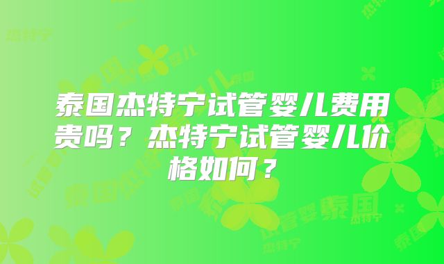 泰国杰特宁试管婴儿费用贵吗?杰特宁试管婴儿价格如何?