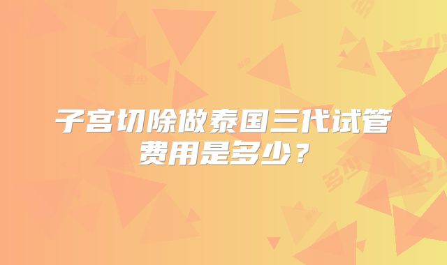 子宫切除做泰国三代试管费用是多少?