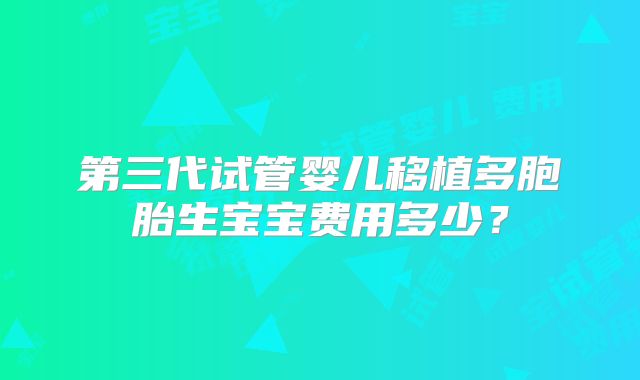 第三代试管婴儿移植多胞胎生宝宝费用多少?