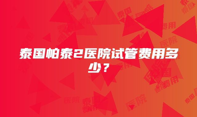 泰国帕泰2医院试管费用多少？