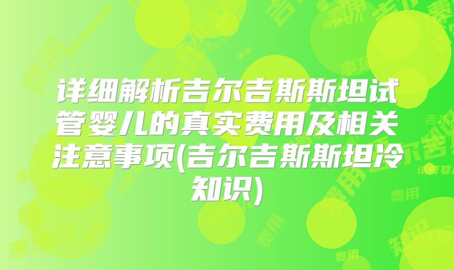 详细解析吉尔吉斯斯坦试管婴儿的真实费用及相关注意事项(吉尔吉斯斯坦冷知识)