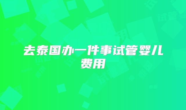去泰国办一件事试管婴儿费用