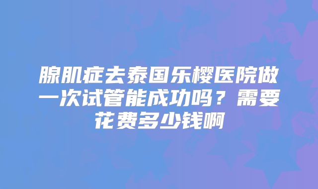腺肌症去泰国乐樱医院做一次试管能成功吗?需要花费多少钱啊