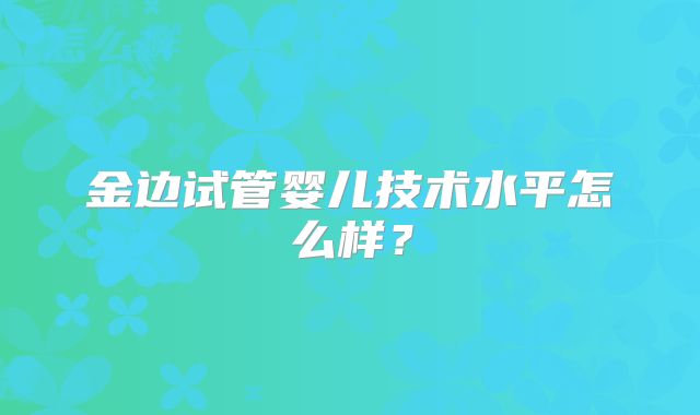 金边试管婴儿技术水平怎么样?