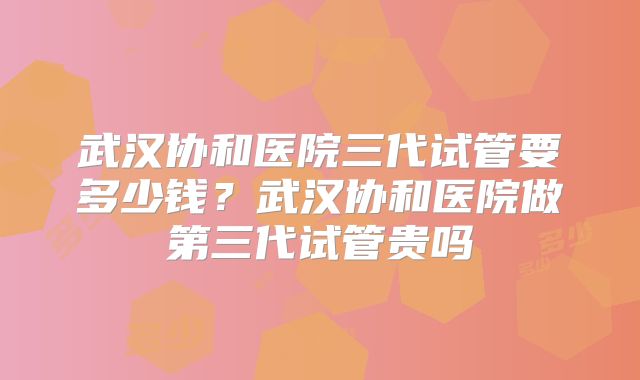 武汉协和医院三代试管要多少钱?武汉协和医院做第三代试管贵吗