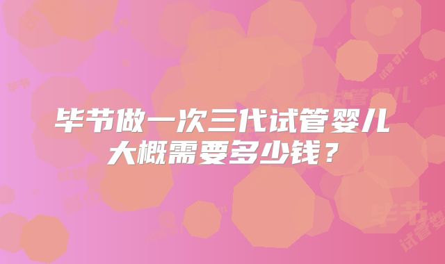 毕节做一次三代试管婴儿大概需要多少钱？