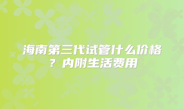 海南第三代试管什么价格?内附生活费用