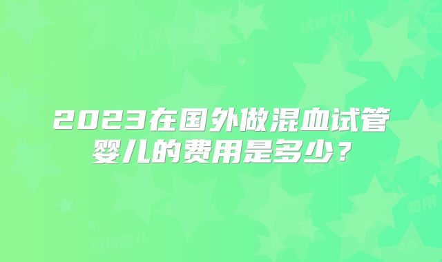 2023在国外做混血试管婴儿的费用是多少?
