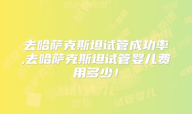 去哈萨克斯坦试管成功率,去哈萨克斯坦试管婴儿费用多少！