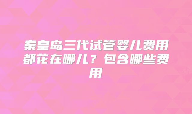 秦皇岛三代试管婴儿费用都花在哪儿?包含哪些费用