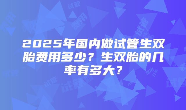 2025年国内做试管生双胎费用多少？生双胎的几率有多大？