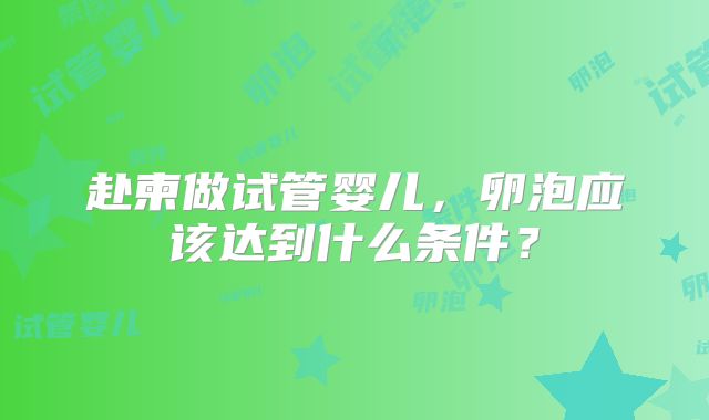 赴柬做试管婴儿，卵泡应该达到什么条件？