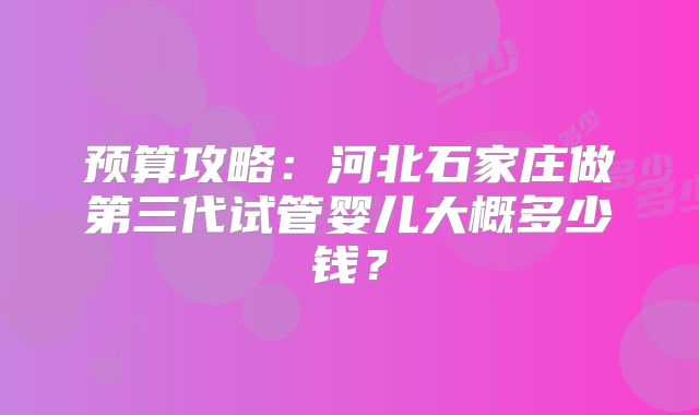 预算攻略：河北石家庄做第三代试管婴儿大概多少钱？