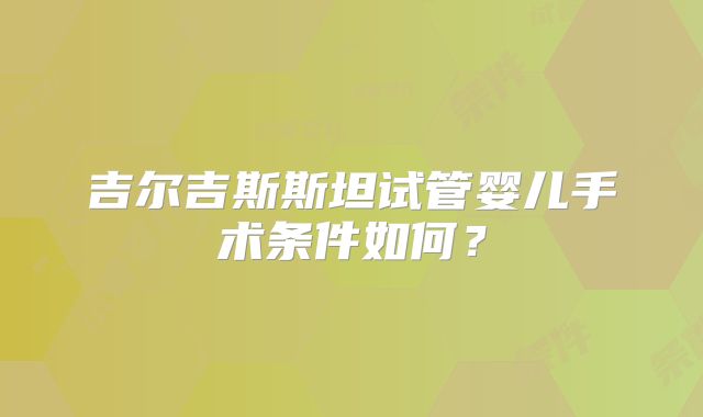 吉尔吉斯斯坦试管婴儿手术条件如何？
