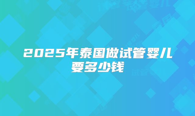 2025年泰国做试管婴儿要多少钱