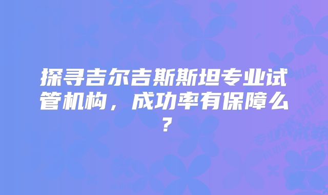 探寻吉尔吉斯斯坦专业试管机构，成功率有保障么？
