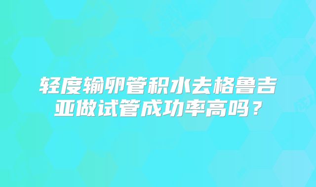 轻度输卵管积水去格鲁吉亚做试管成功率高吗？