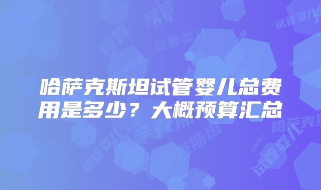 哈萨克斯坦试管婴儿总费用是多少?大概预算汇总