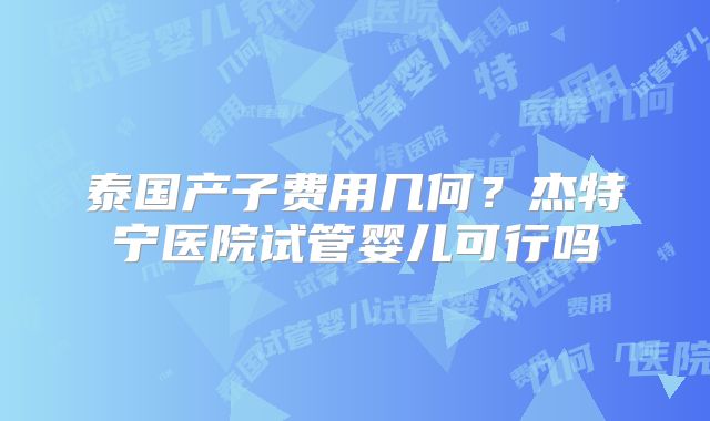 泰国产子费用几何？杰特宁医院试管婴儿可行吗