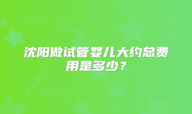 沈阳做试管婴儿大约总费用是多少?