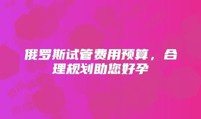 俄罗斯试管费用预算,合理规划助您好孕