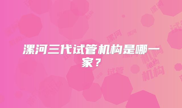 漯河三代试管机构是哪一家?