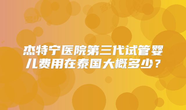 杰特宁医院第三代试管婴儿费用在泰国大概多少？